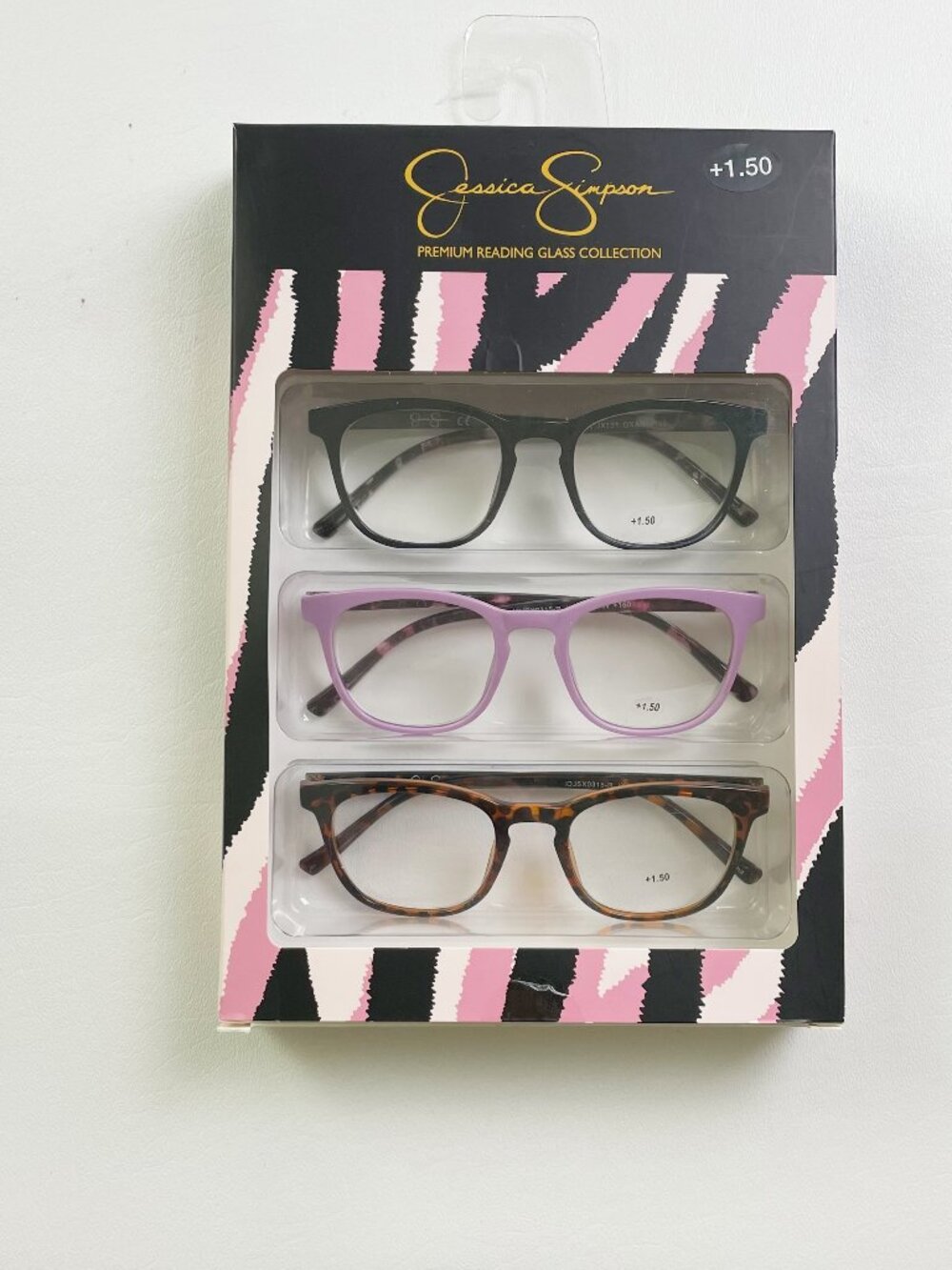 Jessica Simpson 3 Pack Reading Glasses +1.50 Black Purple Tortoise New